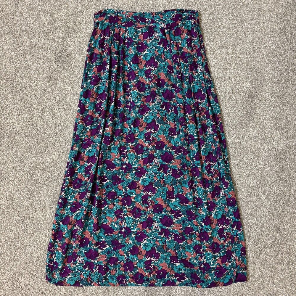BCBGeneration Skirt Womens 8 Multi Floral Maxi Wrap Pleated Zip Boho Summer